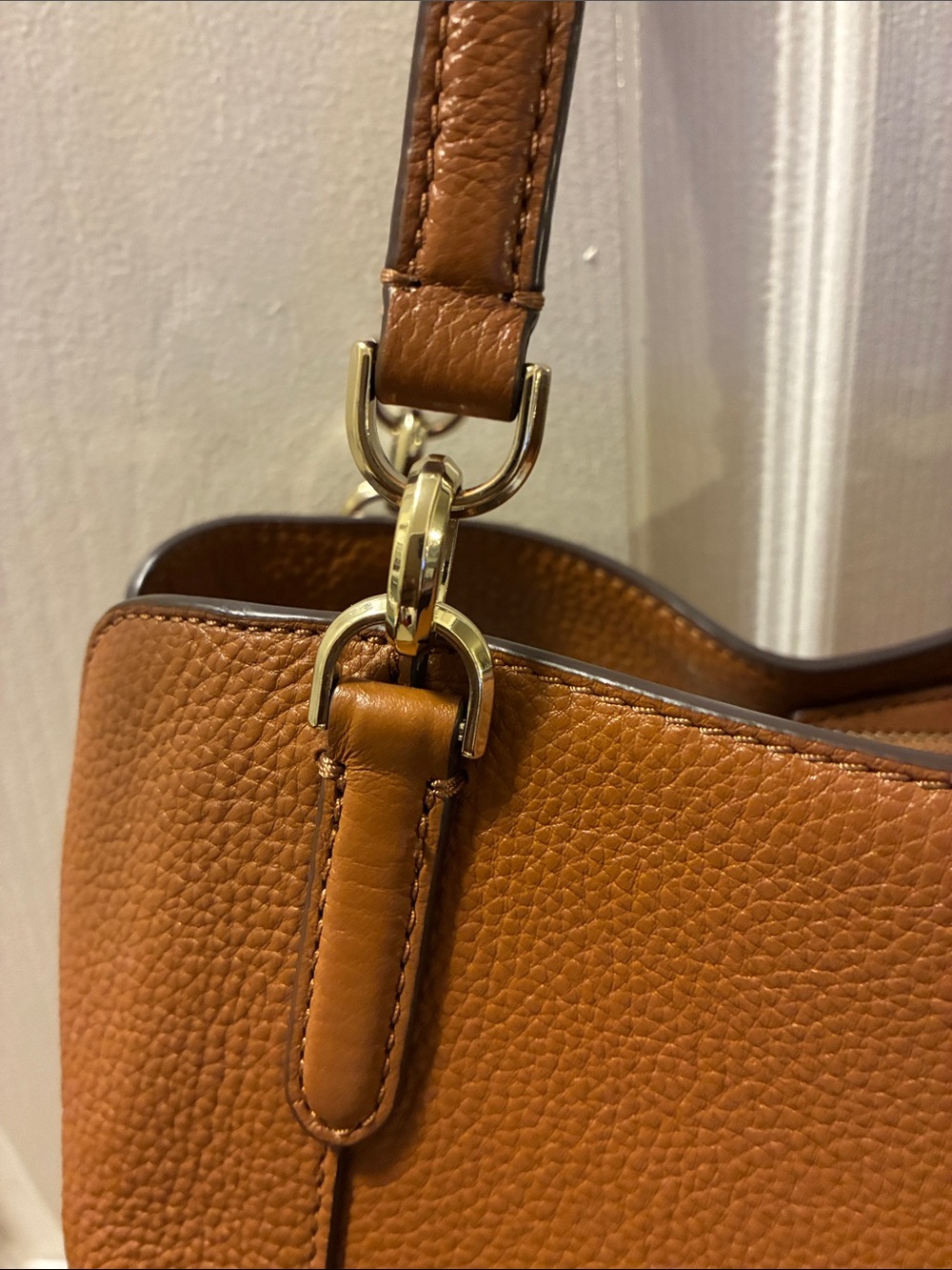 kate spade Tan “warm gingerbread” Leather Tote w/Logo-Print Lining,3 compartment - Picture 8 of 11